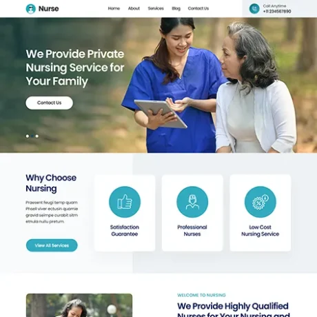 Professional Caregiver WordPress Theme for Home Care & Nursing Website Design