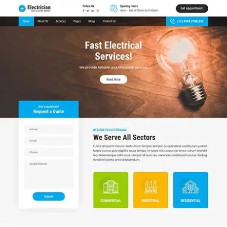 Electrician WordPress Theme for Professional Service Websites