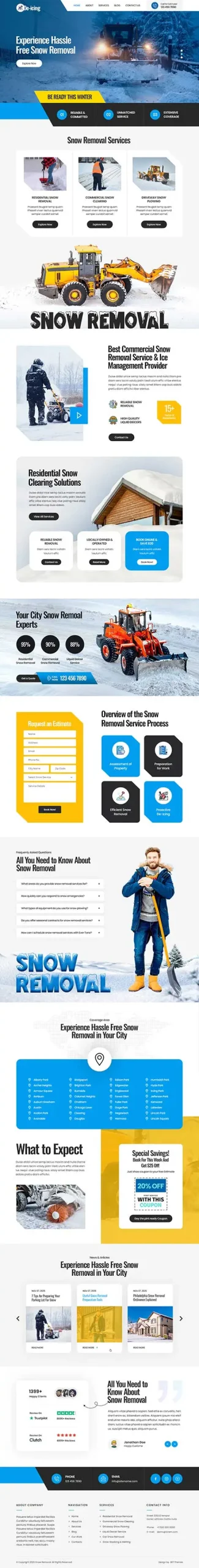 Snow Plowing WordPress Theme | Professional Snow Removal & Winter Maintenance WP Design